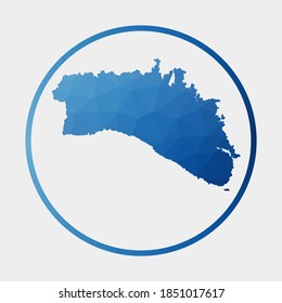 Minorca icon. Polygonal map of the island in gradient ring. Round low poly Minorca sign. Vector illustration.