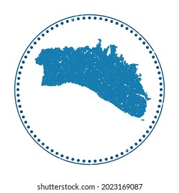 Minorca sticker. Travel rubber stamp with map of island, vector illustration. Can be used as insignia, logotype, label, sticker or badge of the Minorca.