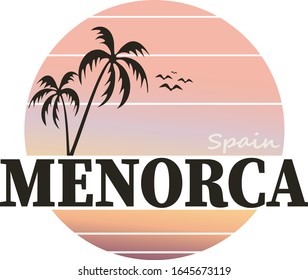 Minorca t-shirt logo design dadge. Retro style handmade island label, badge or element for travel souvenirs. Vector illustration.