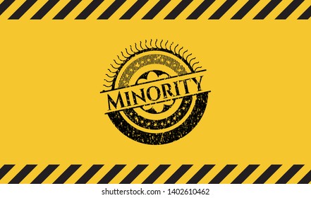 Minority inside warning sign, black grunge emblem. Vector Illustration. Detailed.