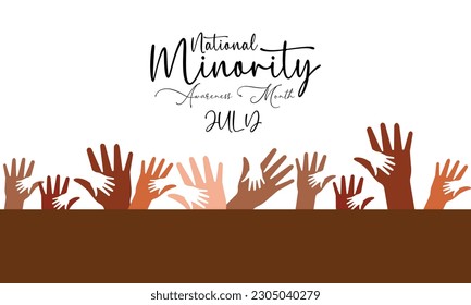 Minority mental health awareness month. National minority mental health awareness month of july. greeting card, poster with background. Vector illustration design.