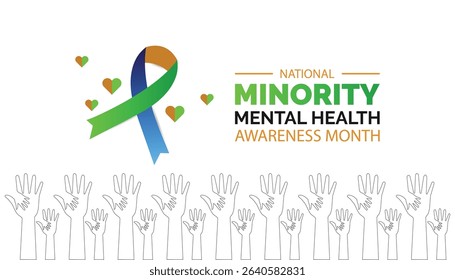 Minority mental health awareness month. National minority mental health awareness month of july. greeting card, poster with background. Vector illustration design.