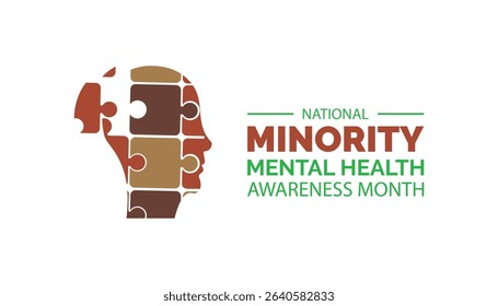 Minority mental health awareness month. National minority mental health awareness month of july. greeting card, poster with background. Vector illustration design.