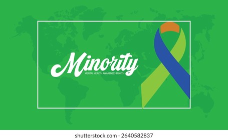 Minority mental health awareness month. National minority mental health awareness month of july. greeting card, poster with background. Vector illustration design.