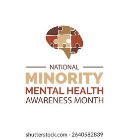 Minority mental health awareness month. National minority mental health awareness month of july. greeting card, poster with background. Vector illustration design.