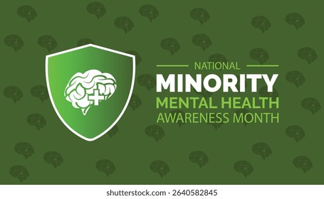 Minority mental health awareness month. National minority mental health awareness month of july. greeting card, poster with background. Vector illustration design.