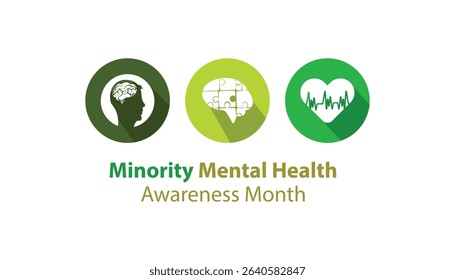 Minority mental health awareness month. National minority mental health awareness month of july. greeting card, poster with background. Vector illustration design.