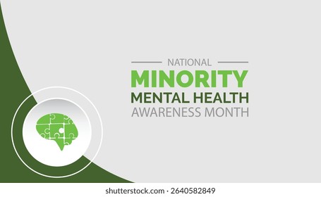 Minority mental health awareness month. National minority mental health awareness month of july. greeting card, poster with background. Vector illustration design.