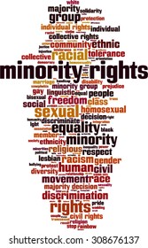 Minority rights word cloud concept. Vector illustration