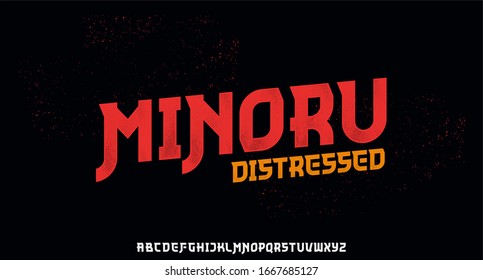 Minoru, The Japanese Or Chinese  Style Font With Grunge Distressed Texture Font