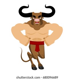 Minotaur Ancient Greek Mythical beast. Monster with bull head
