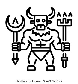 Minotaur character icon in line style 