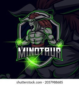 Minotaur E-sport Logo Template Design Vector Illustration