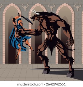 minotaur fighting perseus greek mythology tale
