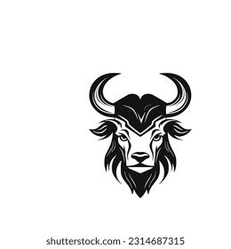 Minotaur head black silhouette vector illustration.