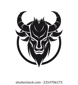 Minotaur head black silhouette vector illustration.