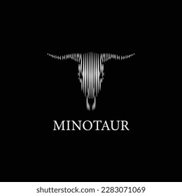 Minotaur Head in White Waves Shape Logo 