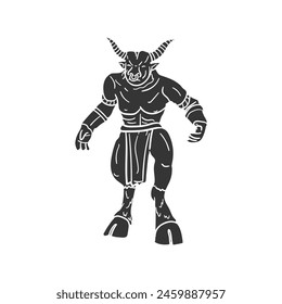 Minotaur Icon Silhouette Illustration. Greek Creatures Vector Graphic Pictogram Symbol Clip Art. Doodle Sketch Black Sign.