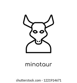 Minotaur icon. Trendy modern flat linear vector Minotaur icon on white background from thin line Fairy Tale collection, editable outline stroke vector illustration