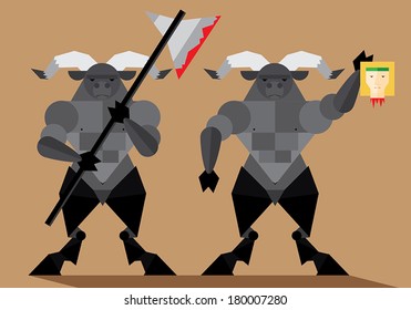 Minotaur - illustration Flat illustration of mythical creature - minotaur