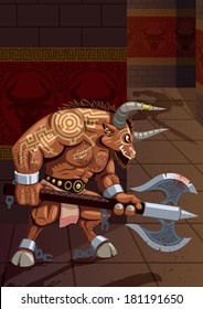 Minotaur in the Labyrinth. No transparency used. Basic (linear) gradients. 