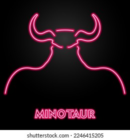 minotaur neon sign, modern glowing banner design, colorful modern design trends on black background. Vector illustration.
