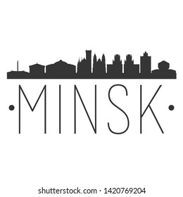 Minsk Belarus. City Skyline. Silhouette City. Design Vector. Famous Monuments.