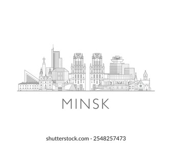 Minsk Bielorrússia paisagem urbana linha arte estilo vetor ilustração