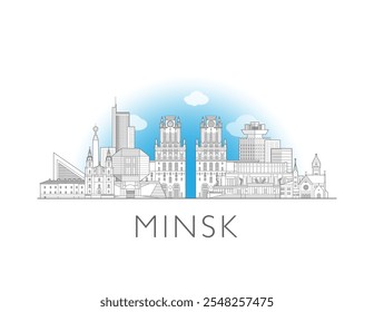 Minsk Bielorrússia paisagem urbana linha arte estilo vetor ilustração