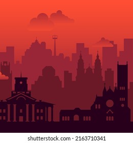Minsk, Belarus famous city sunset view background. 