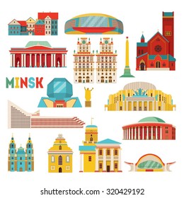 Minsker Stadtdenkmäler. Vektorillustration
