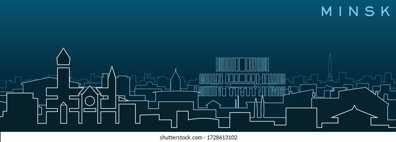 Minsk Multiple Lines Skyline and Landmarks