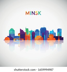 Minsk skyline silhouette in colorful geometric style. Symbol for your design. Vector illustration.