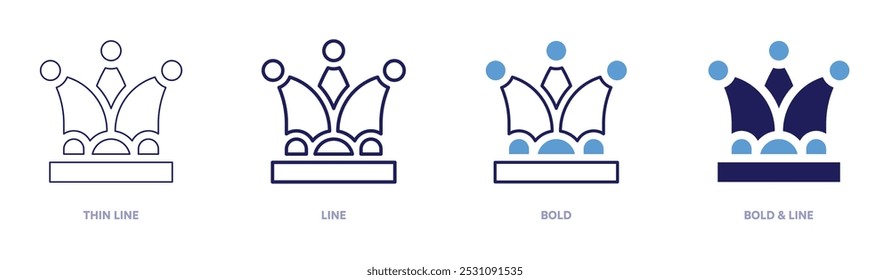 Minstrel icon in 4 different styles. Thin Line, Line, Bold, and Bold Line. Duotone style. Editable stroke.