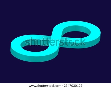 Mint 3D Infinity Symbol on Dark Blue  Background. Endless Vector Logo Design. Concept of infinity for your web site design, logo, app, UI. EPS10.