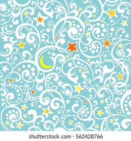 Mint Abstract background. Night sky with stars and moon. vector illustration
