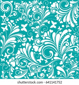 Mint background with butterfly. vector illustration