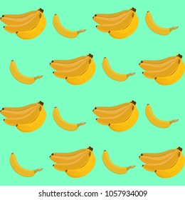 Mint background with yellow bananas seamless pattern wallpaper tropical fruits