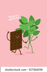 mint to be/ chocolate and mint/ valentine's day greetings template vector/illustration