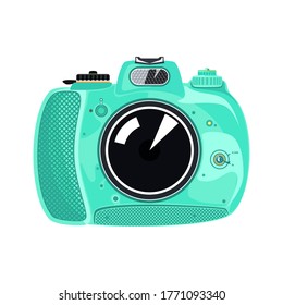 Mint beautiful cute instant print camera ,manual camera isolated on white background, vector illustration