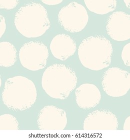 Mint, beige grunge seamless pattern with abstract hand drawn  round brush strokes, paint splashes, circles, dots, geometrical shapes. Messy infinity texture, grungy background.Vector illustration.