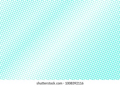 Mint blue dotted halftone. Half tone vector background. Cold dotted gradient. Cold palette futuristic texture. Mint blue ink dot on transparent backdrop. Pop art dotwork. Modern design template