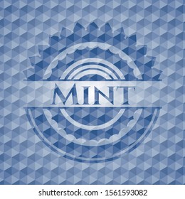 Mint blue emblem with geometric pattern. Vector Illustration. Detailed.