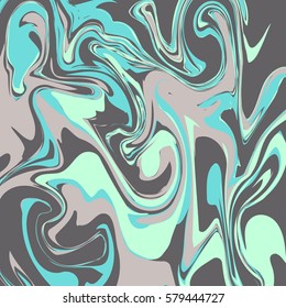 Mint blue and gray marble ink texture tile. Light chaotic marbled paint stains background.