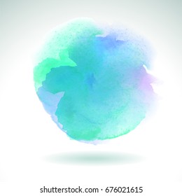 Mint blue watercolor spot. Color palette. Abstract watercolor background. Vector illustration.