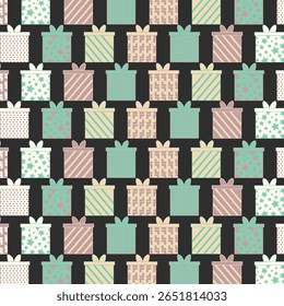 Mint and brown checker gift seamless pattern. Perfect for art and crafts, digital paper, fabric printing, textile printing, packaging, scrapbooking, gift wrap, background and more.
