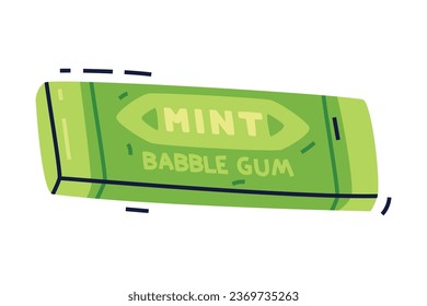 Mint Bubble Gum Package as Sweet Chewing Gum Vector Illustration