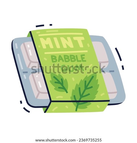 Mint Bubble Gum Package as Sweet Chewing Gum Vector Illustration
