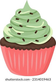 mint cake, cupcake, muffin, dessert, with mint cream and chocolate, mint and chocolate, confectionery, sweets