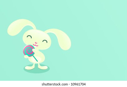 Mint candy. Pretty bunny. Cute baby animal.